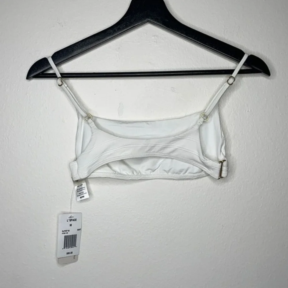 L*SPACE Womens Sz Medium White Piper Bikini Top - Picture 5 of 9